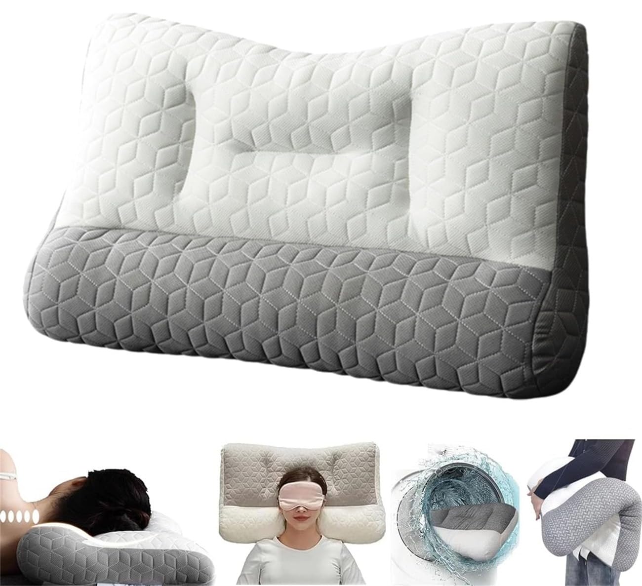 Restiva Oreiller Restiva pour apnée du sommeil, oreiller cervical en mousse à mémoire de forme, oreiller orthopédique pour soutien du cou, oreiller ergonomique de soutien du cou pour les personnes