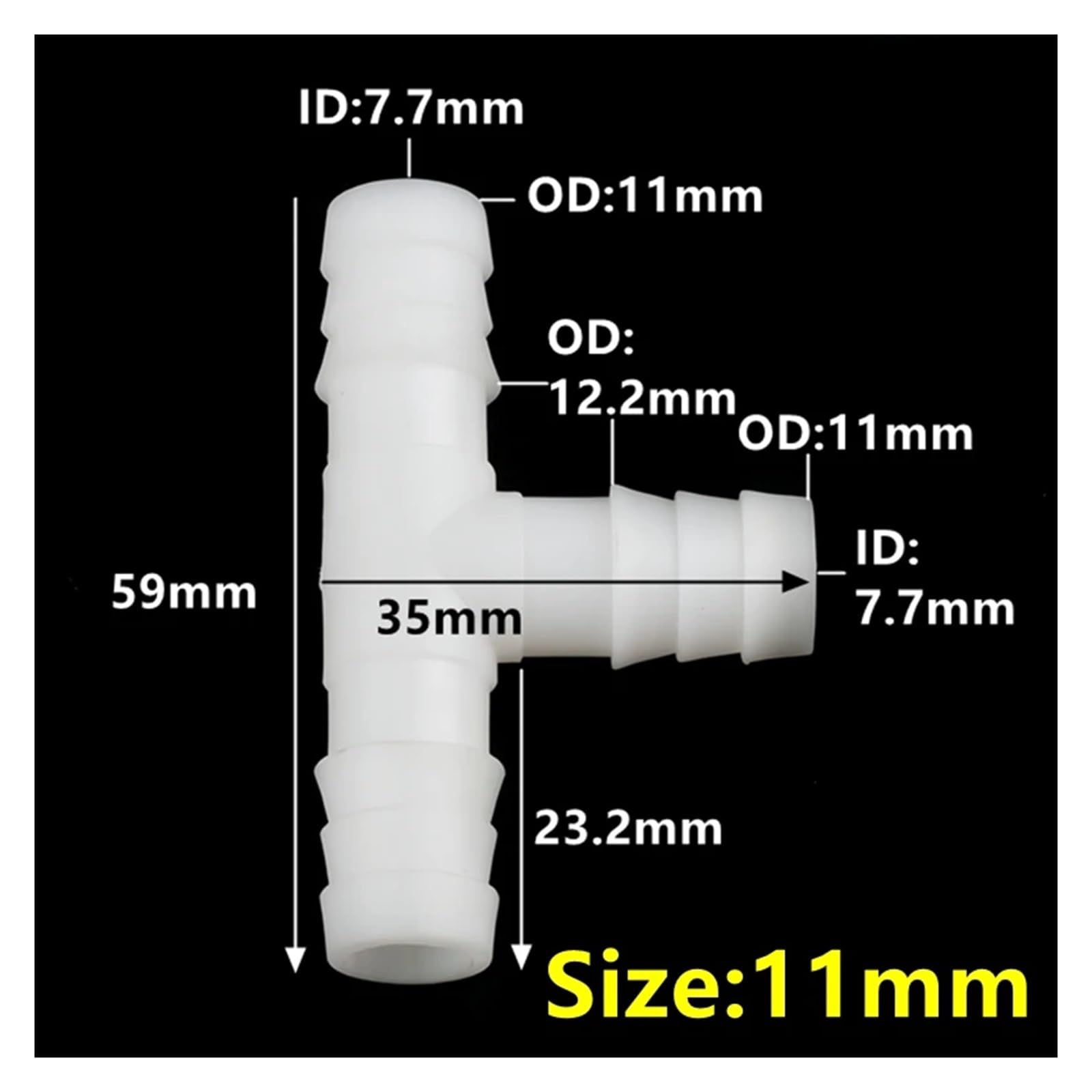 3~100PCS 4 26mm Weiß T-anschluss PE Pagode Schlauch Verbindungen Garten Bewässerung Kunststoff Zubehör Aquarium wasser Tank Adapter(11mm,100 pieces)