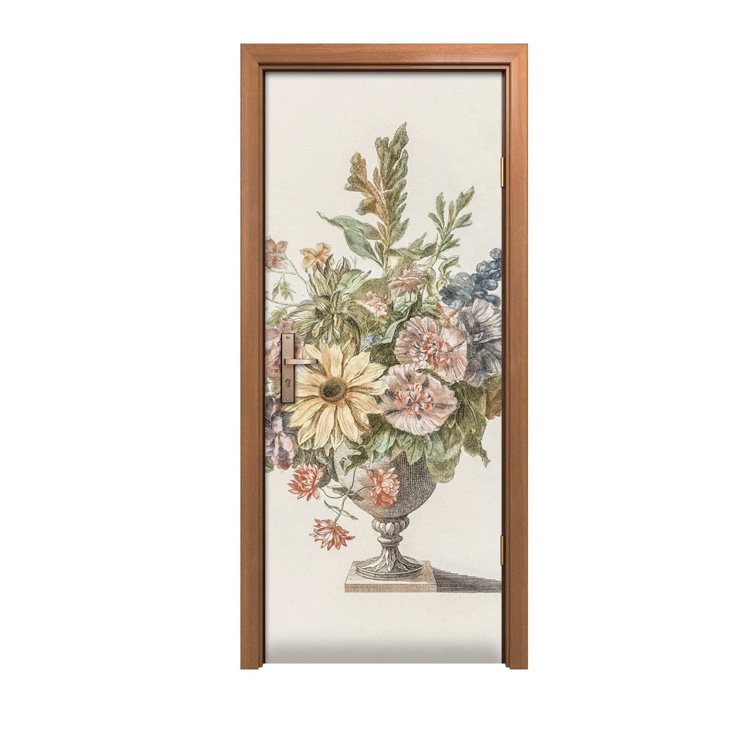 Autocollant de porte fleurs de plantes au design poétique pour votre intérieur