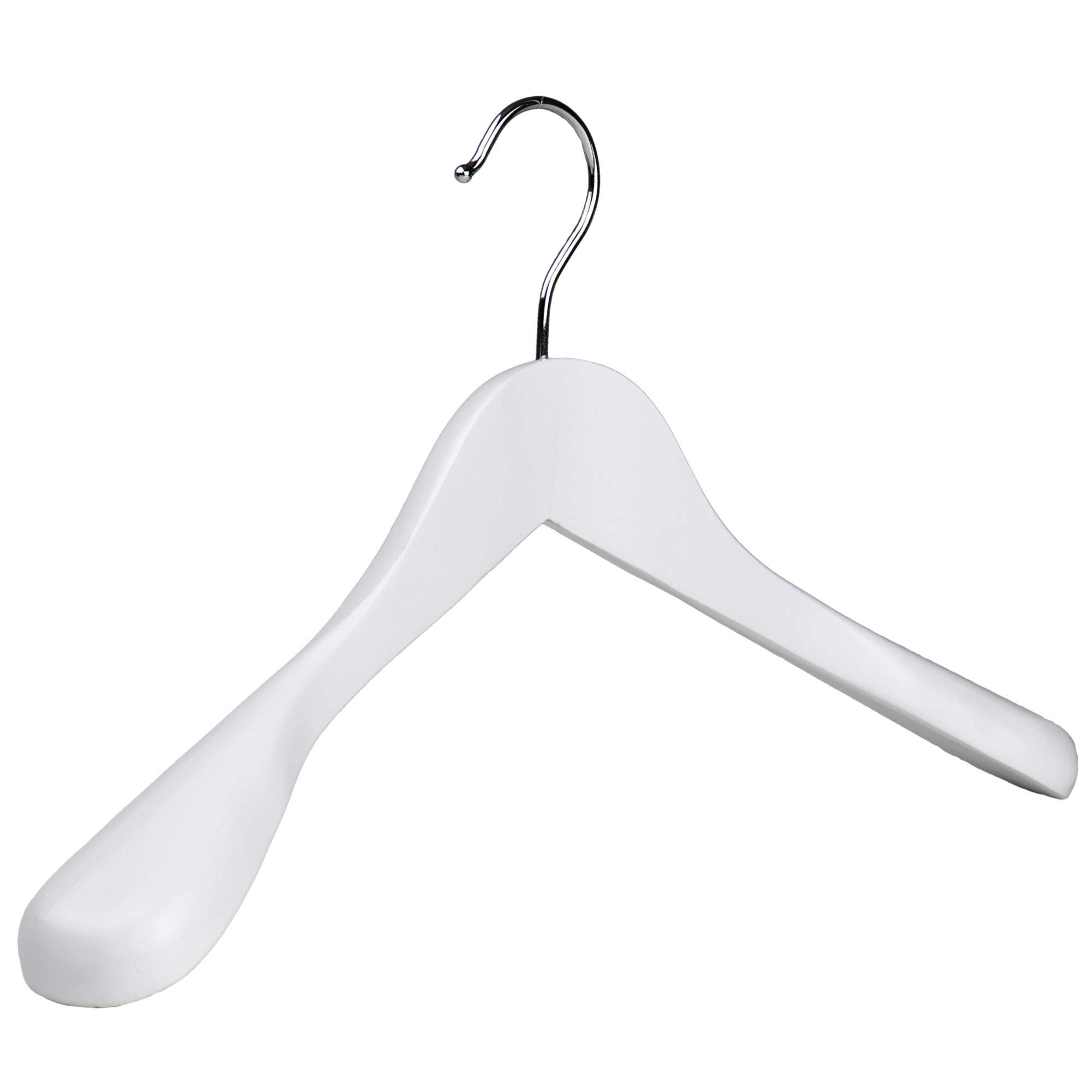 The Hanger Store 10 Ladies White Wooden Coat Hangers with Broad ends for Suits and Jackets