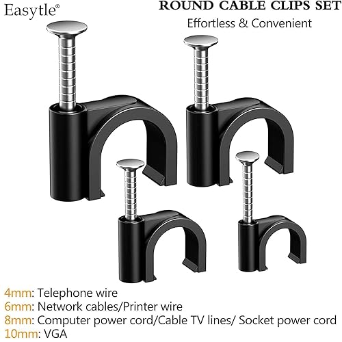 Miniatura 3 de 200 clips de cable de 4/6/8/0.394 in de clavo en clips de cable, clips de cable coaxial, clips de cable coaxial, clips de cable para altavoces,