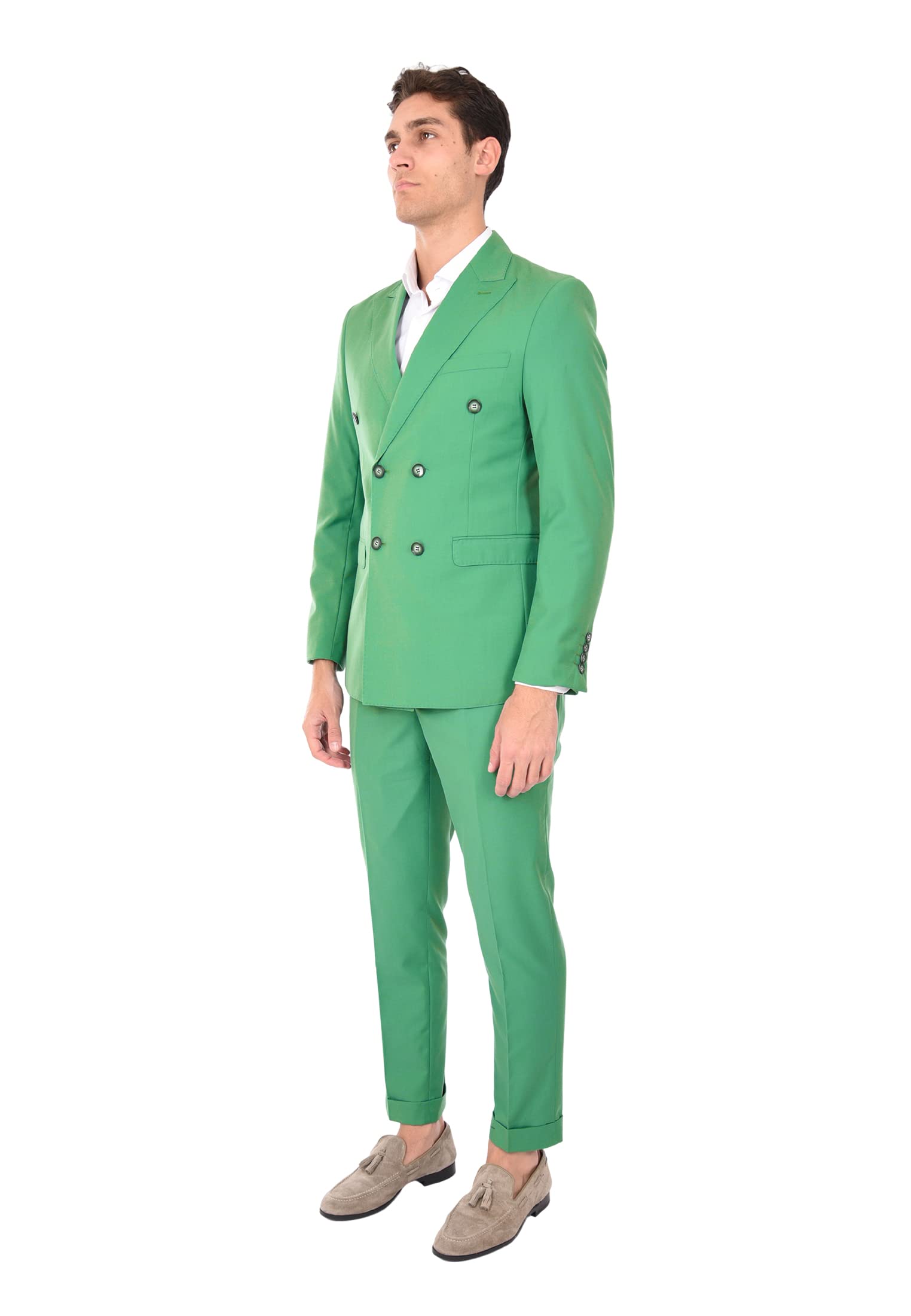 Ciabalù Abito Uomo Elegante Doppiopetto Tinta Unita Vestito Slim Fit