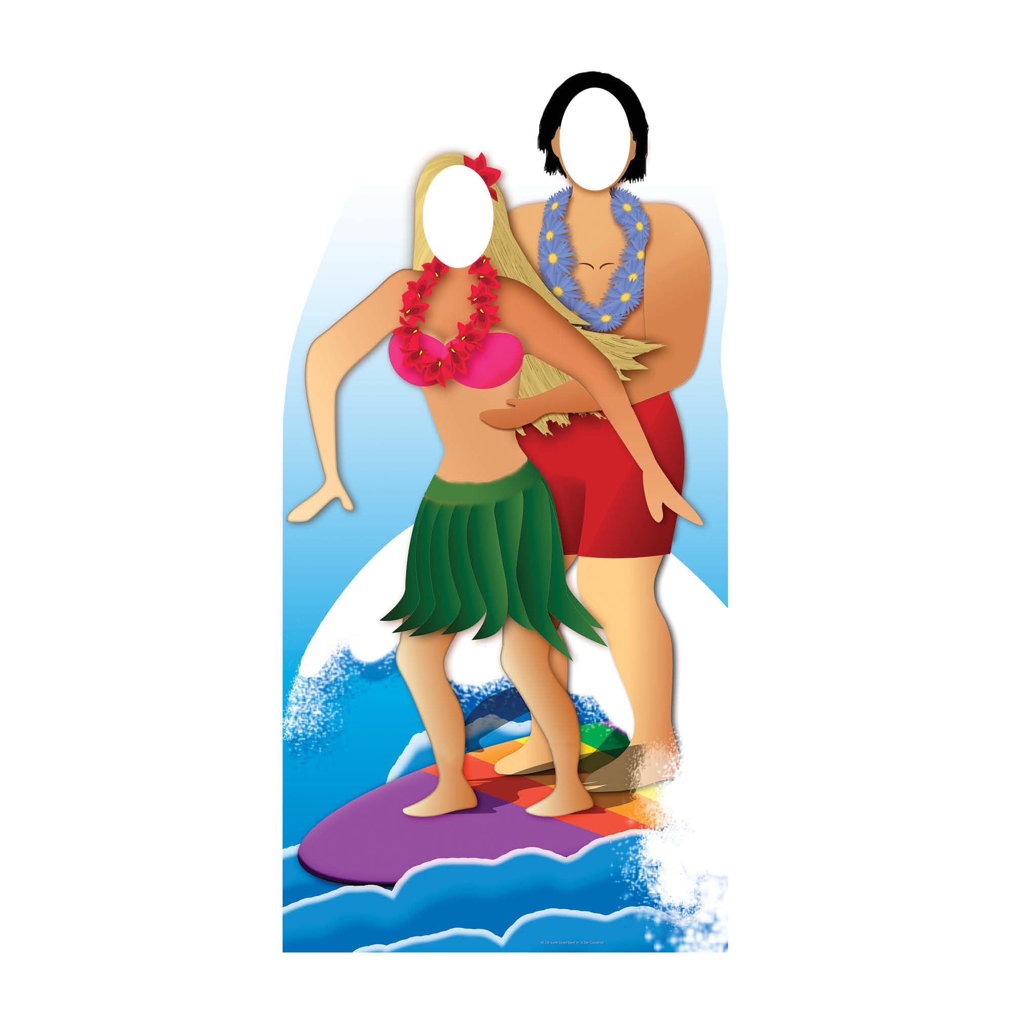 Star Cutouts SC133 Surfer Couple Stand-In Cardboard Cutout – Fun Summer Party Decoration for Coastal, Beach & Surf Themes