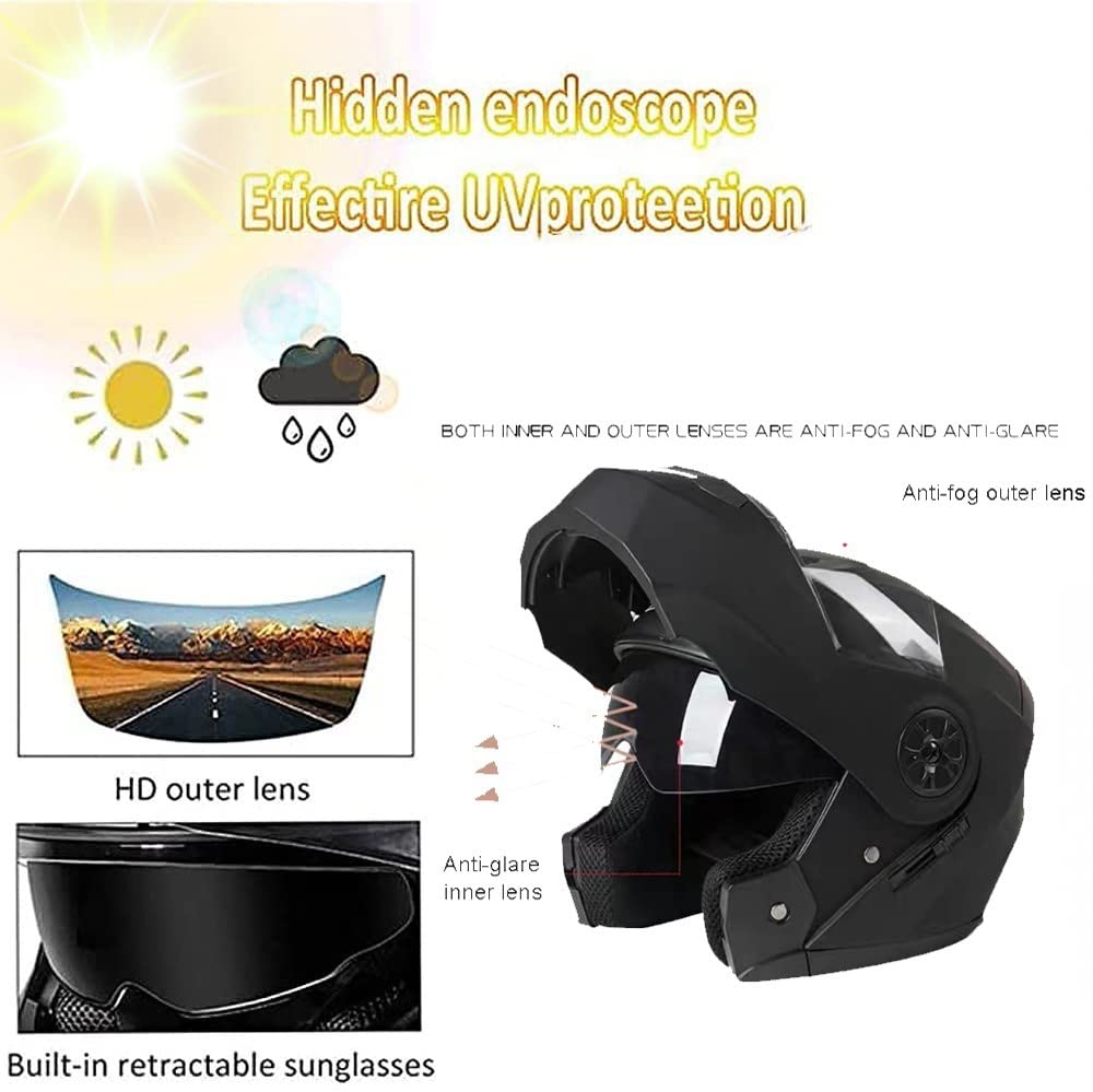 Casque Moto Bluetooth, Casque Intégral avec Intercom Bluetooth pour 2 Pilotes, Approuvé Dot/ECE, Léger, avec Double Visière, Casque Modulable pour Adultes Hommes Femmes S~XL