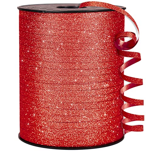 Image of PartyWoo Red Ribbon - 500 Yard Curling Ribbon for Crafts, Balloons, Gift Wrapping & Christmas Decor (1 Roll)