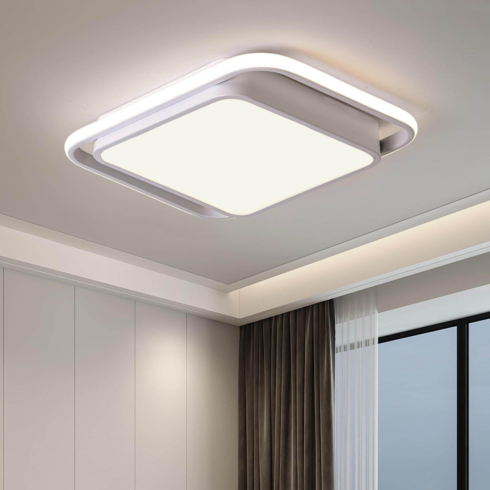 Naroume Modern Smart LED Ceiling Lights Dimmable LED Ceiling Lamp with Remote Control Acrylic Flush Mount Ceiling Lighting Fixtures for Living Room Kitchen Dining Room (4-32) x2W