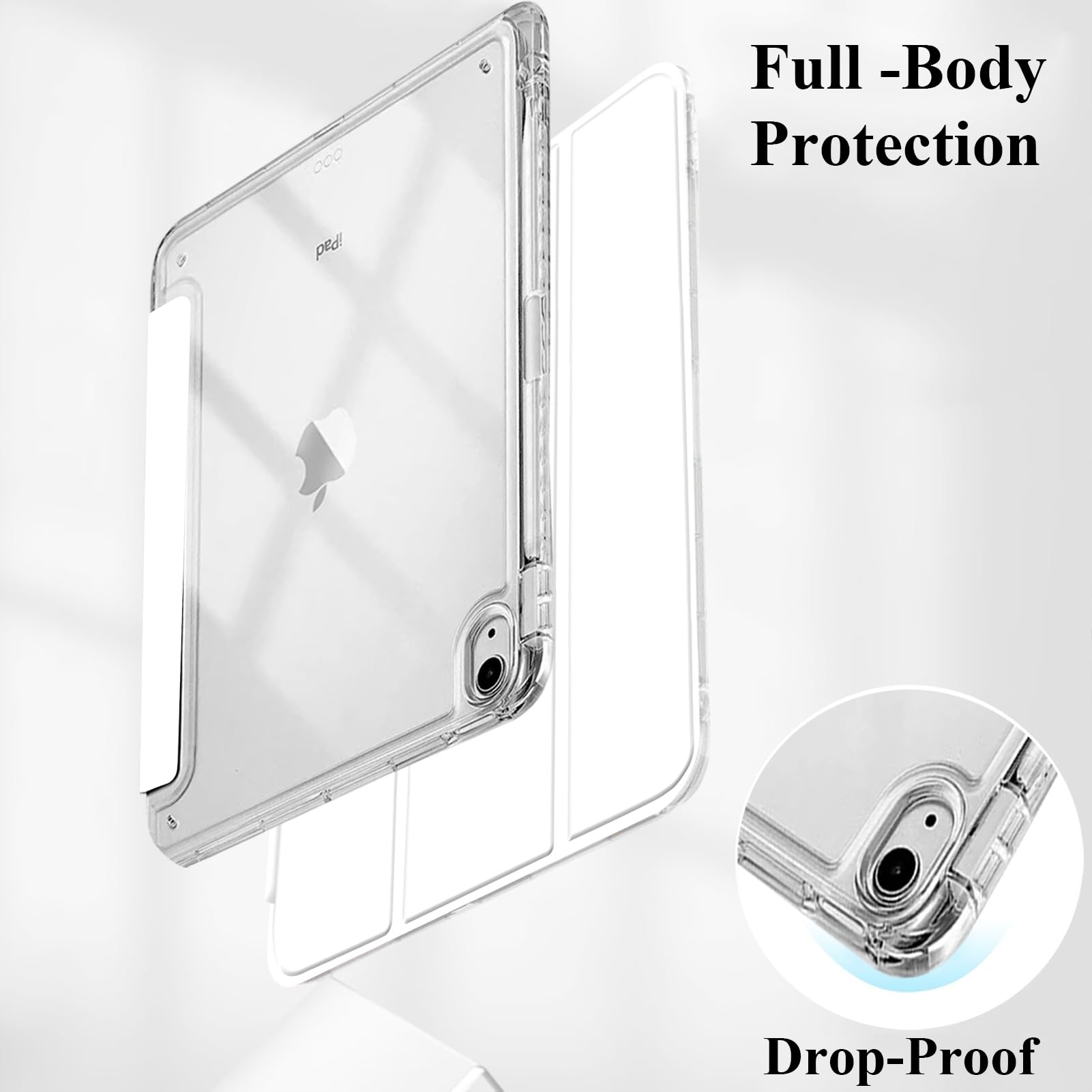 Custodia Per IPad Air 11" M3/M2 (2025/2024) E Air 5ª/4ª Gen – Trasparente Antiurto Con Portapenne, Supporto Per Stand E Auto Sleep/Wake - 5