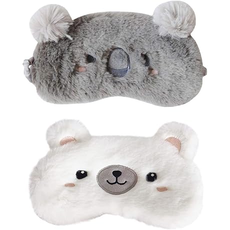 2 Pack Cute Sleep Mask Cover for Women Girls Travel Night Sleeping
