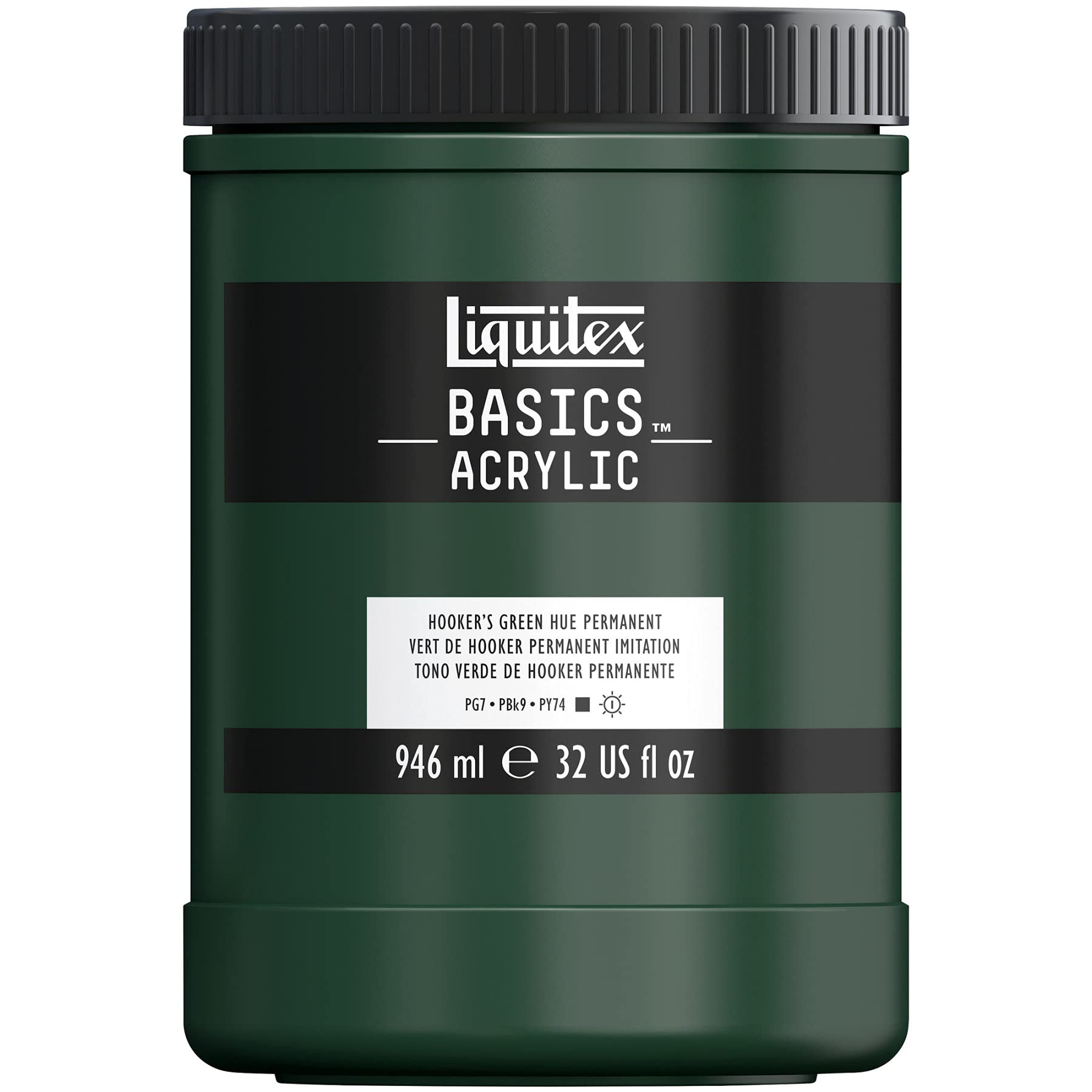 LiquitexBASICS Acrylic Paint, 946ml (32-oz) Jar, Hooker’s Green Hue Permanent