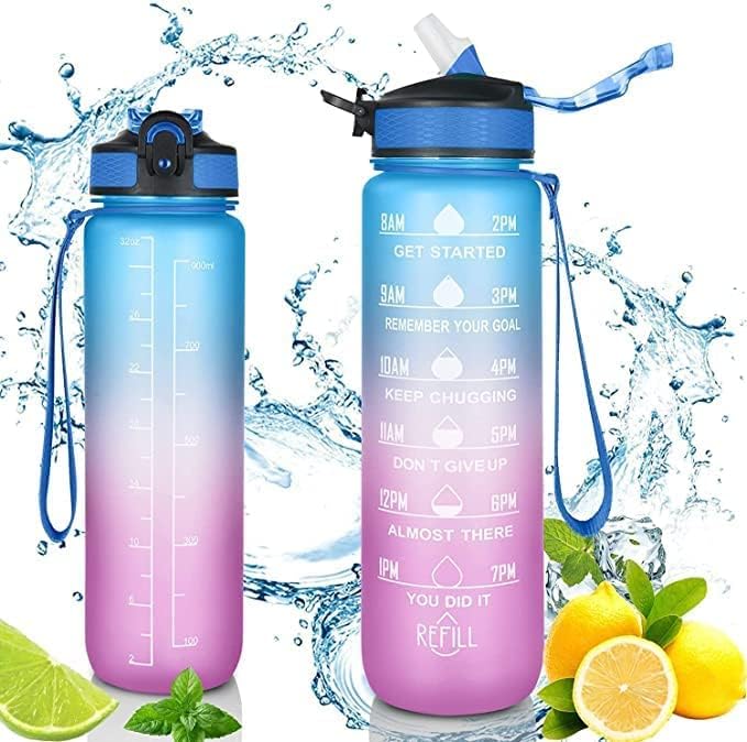 SHREE VALLAV Unbreakable 1 Litre Motivational Water Bottle with Time