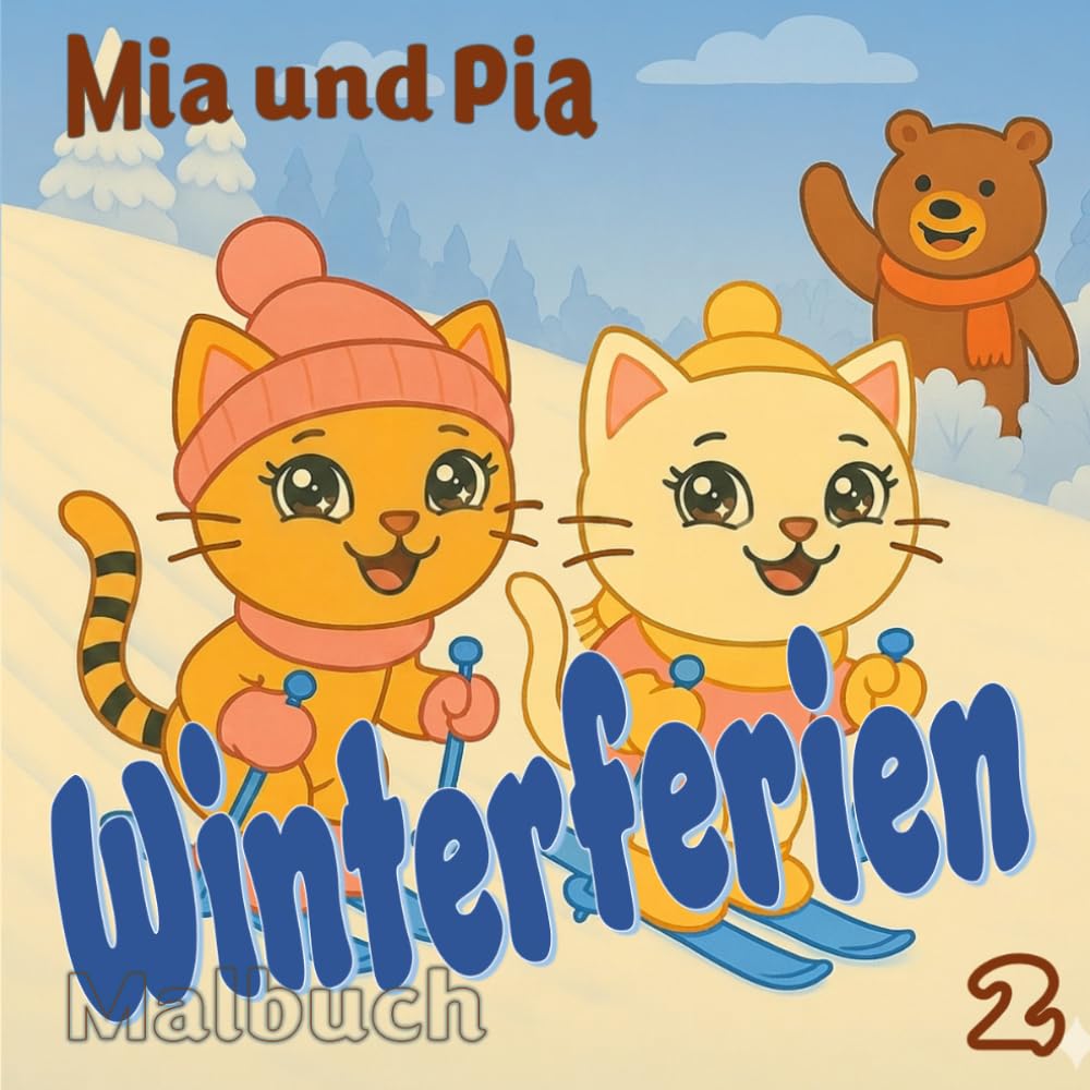 Mia und Pia - Winterferien: 46 fantasievolle Ausmalbilder plus jede Menge Katzenwissen - zum Lernen und Staunen (Mia und Pia - Ausmalspaß trifft ... - Abenteuer zum Ausmalen, Lernen und Staunen)