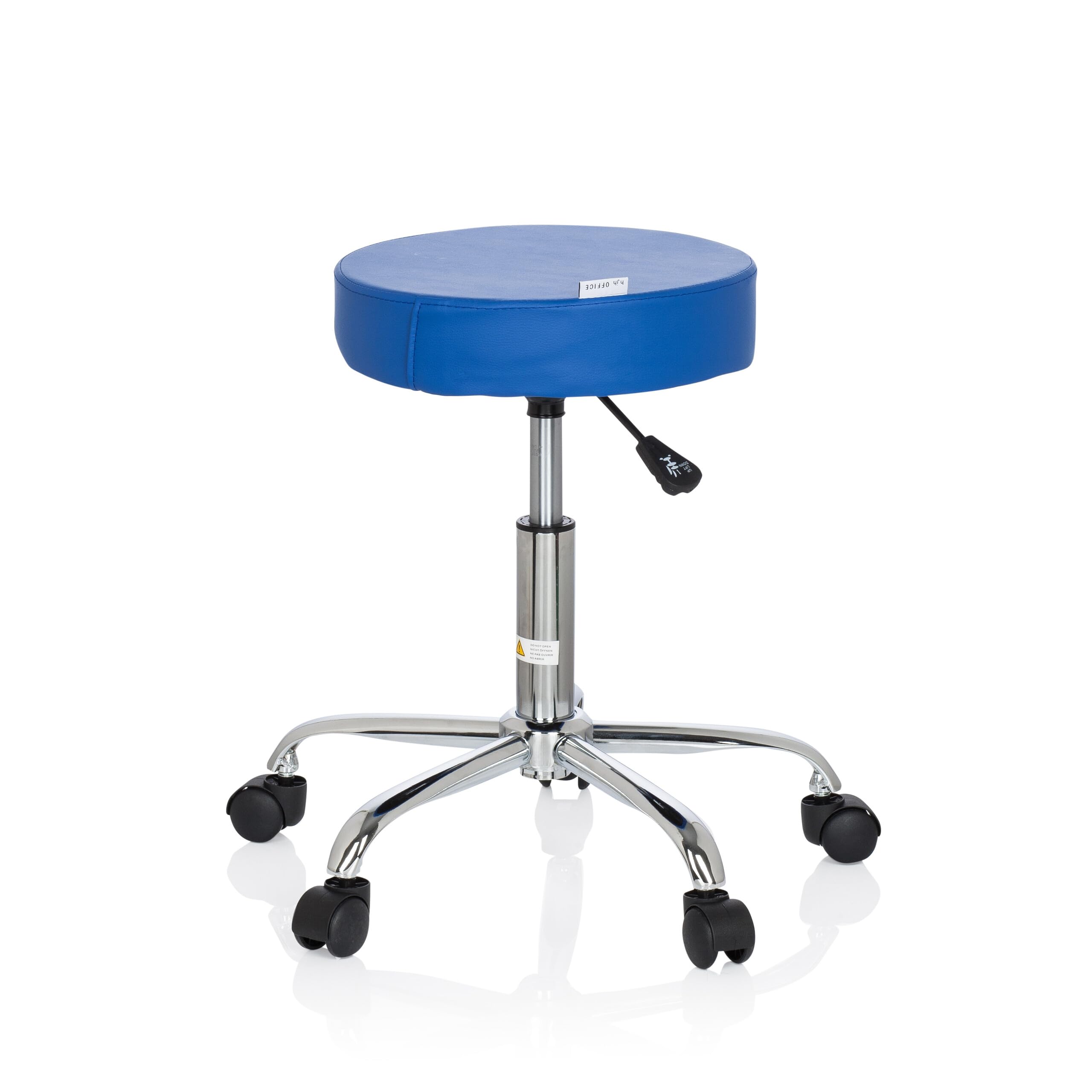HJH Office 729413 Sgabello da ufficio OPERATOR II in similpelle blu Sgabello regolabile in altezza con rotelle