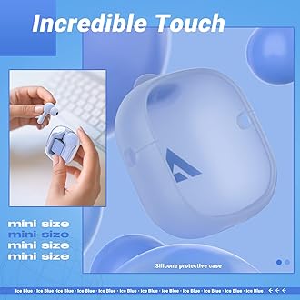 ACEFAST T6 Wireless Earbuds, Bluetooth Headphones with ENC Noise Canceling Translucent Earphones, HiFi Dual Stereo Microphone Mini in-Ear Earbuds with Charging Case and LED Digital Display Iblue