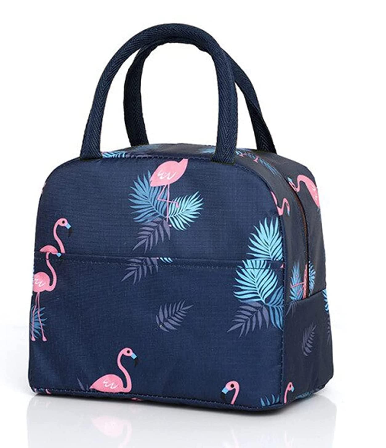 BAOER Lunch Bags for Office Women, Men, Kids Insulated Travel Box/Tiffin/Storage Bag, College & School (Blue Flamingo LB