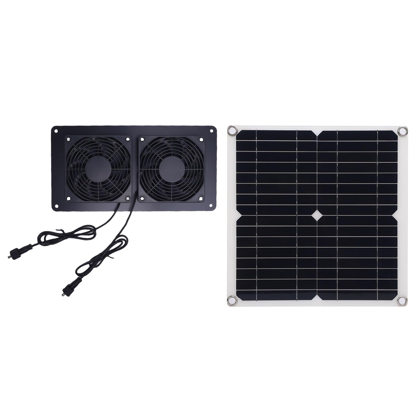 Ventilatore Solare con Doppie Pale, 12W 18V, per Serre | Kit pannello solare monocristallino, ventola di ventilazione per pollaio, cuccia per animali, serra, capannone