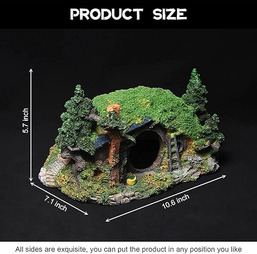 Miniatura 18 de Hobbit Fish Tank Decorations Reptile House Hidden Hole Landscaping for Aquarium and Reptiles Decorations Mini Garden Decorating Two Sizes (S)