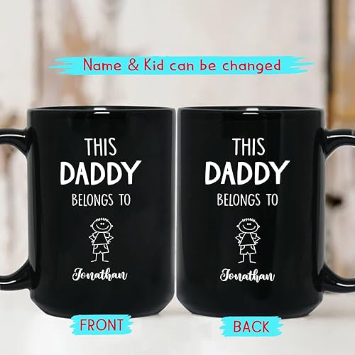 Miniatura 2 de Taza de café con texto en inglés "This Daddy Belongs To Coffee Cup", regalo para el día del padre, Navidad, taza de café negra personalizada con