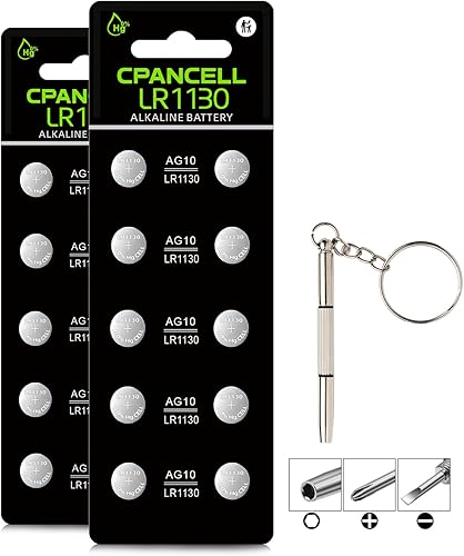 LR1130 AG10 Baterías, alta capacidad SG10 389 189 Batería alcalina premium 1.5V botón pilas de monedas (20 unidades)