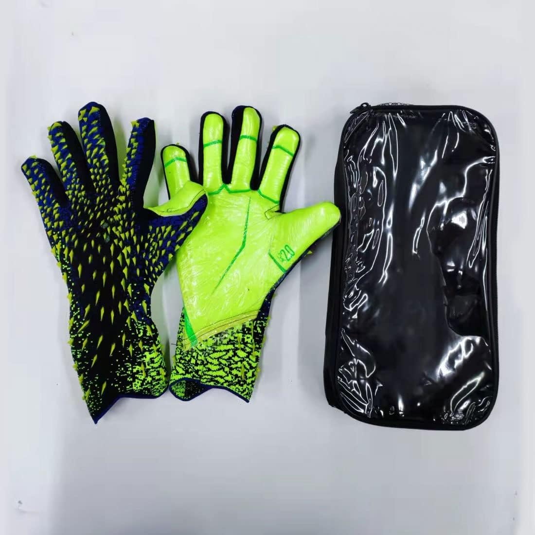 Guanti da portiere da calcio, guanti da portiere, guanti da portiere di calcio, con palmo in pelle con presa adesiva, per ragazzi, bambini, giovani, adulti, allenamento professionale, attrezzatura