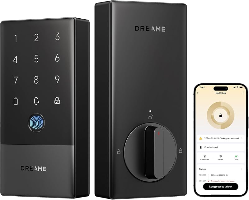 A10 Smart Wi-Fi Door Lock, Fingerprint Keypad Entry Lock for Front Door, Keyless Entry Deadbolt with Auto Unlock, Matter Over Thread, Remote Control, IP65 Weatherproof, BHMA Grade 2 Certified