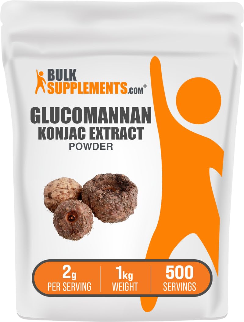 BulkSupplements.com Glucomannan Powder - from Konjac Root Extract Powder, Glucomannan Supplements - Gluten Free, 2g per Serving, 1kg (2.2 lbs) (Pack of 1) 2.2 Pound (Pack of 1)