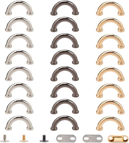 WADORN 24 juegos de hebillas de conector de anillo en D de metal para bolsa, puente de arco de 3 colores, hebilla de anillo D, conector de cadena