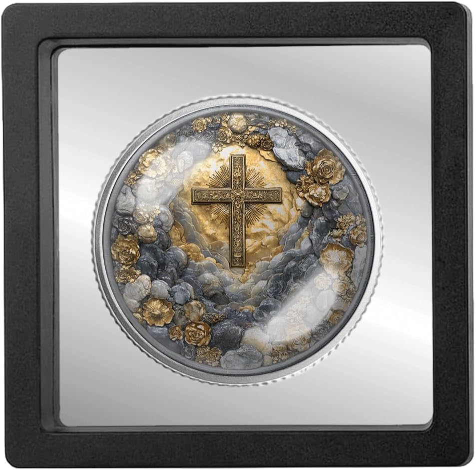 Faith and Light Coin – Silver Colors Cross Design – Symbol of Hope, Strength, and Divine Guidance – Inspirational Religious Keepsake for Faith and Renewal