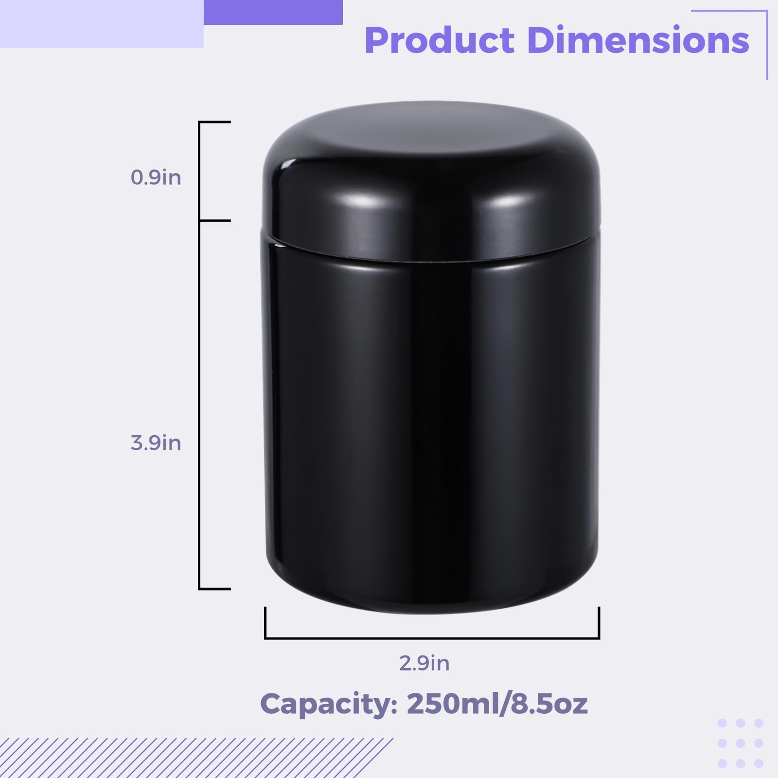 Amazon.com: Lnrueg 8.5 Oz 250ML Smell Proof Jar, Black Viewing