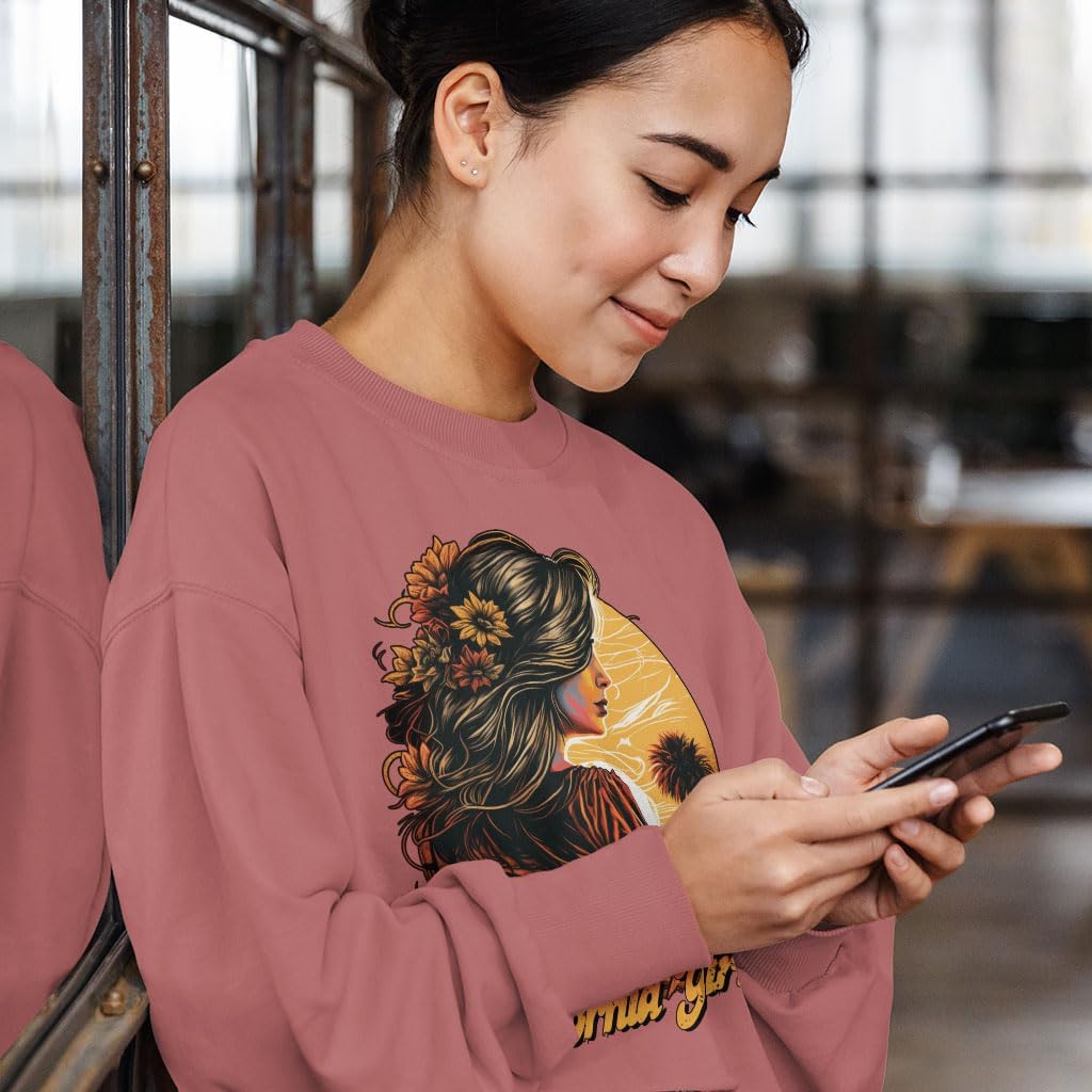 California Girl Cropped Long Sleeve T-Shirt - Floral Women's T-Shirt - Themed Long Sleeve Tee