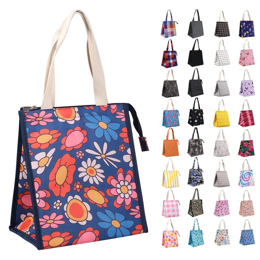 iknoe Insulated Lunch Bag for Women 9L Sturdy Wide-Open Foldable & Portable Lunch Tote with Interior Pockets