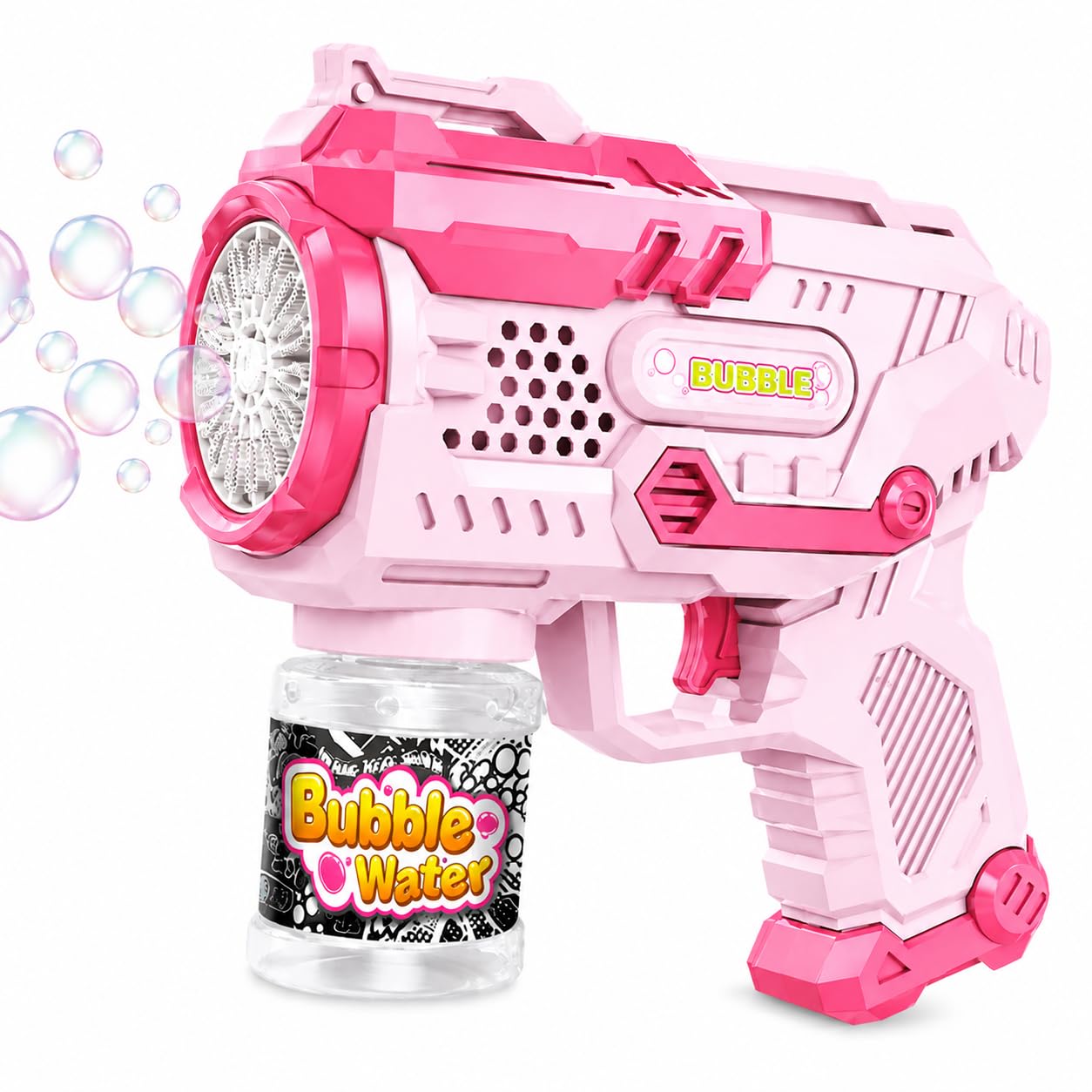Electric Bubble Gun for Kids 3+ | 15 Hole Automatic Bubble Maker Toy with LED Lights | Leak-Proof Bubble Bottle | Easy Trigger & Ergonomic Grip - Pink-image-20