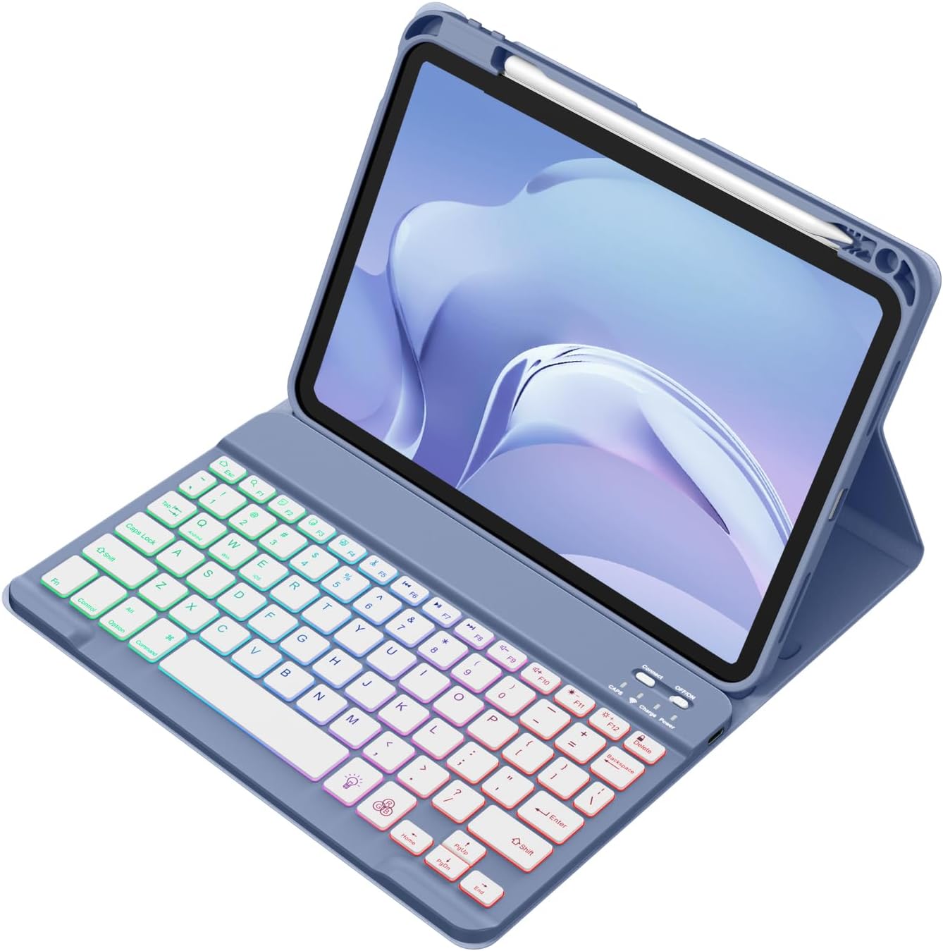 Akkerds for iPad A16 Case with Keyboard - 7 Colors Backlit Keyboard for iPad 10th Generation/iPad Air 11 Inch - Wireless Folio Cover for iPad Air 10.9 Inch/iPad Pro 11 Inch 2022/2021/2020 (Blue)