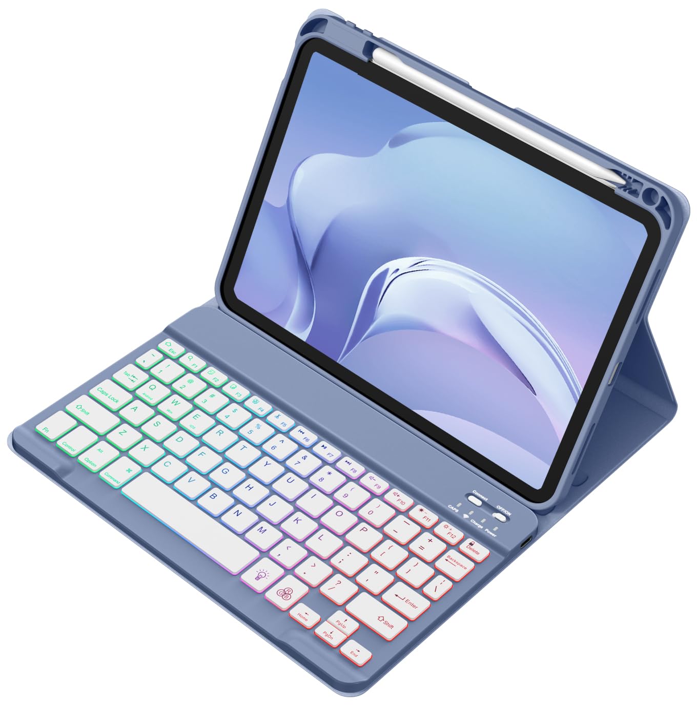 Akkerds for iPad A16 Case with Keyboard - 7 Colors Backlit Keyboard for iPad 10th Generation/iPad Air 11 Inch - Wireless Folio Cover for iPad Air 10.9 Inch/iPad Pro 11 Inch 2022/2021/2020 (Blue)