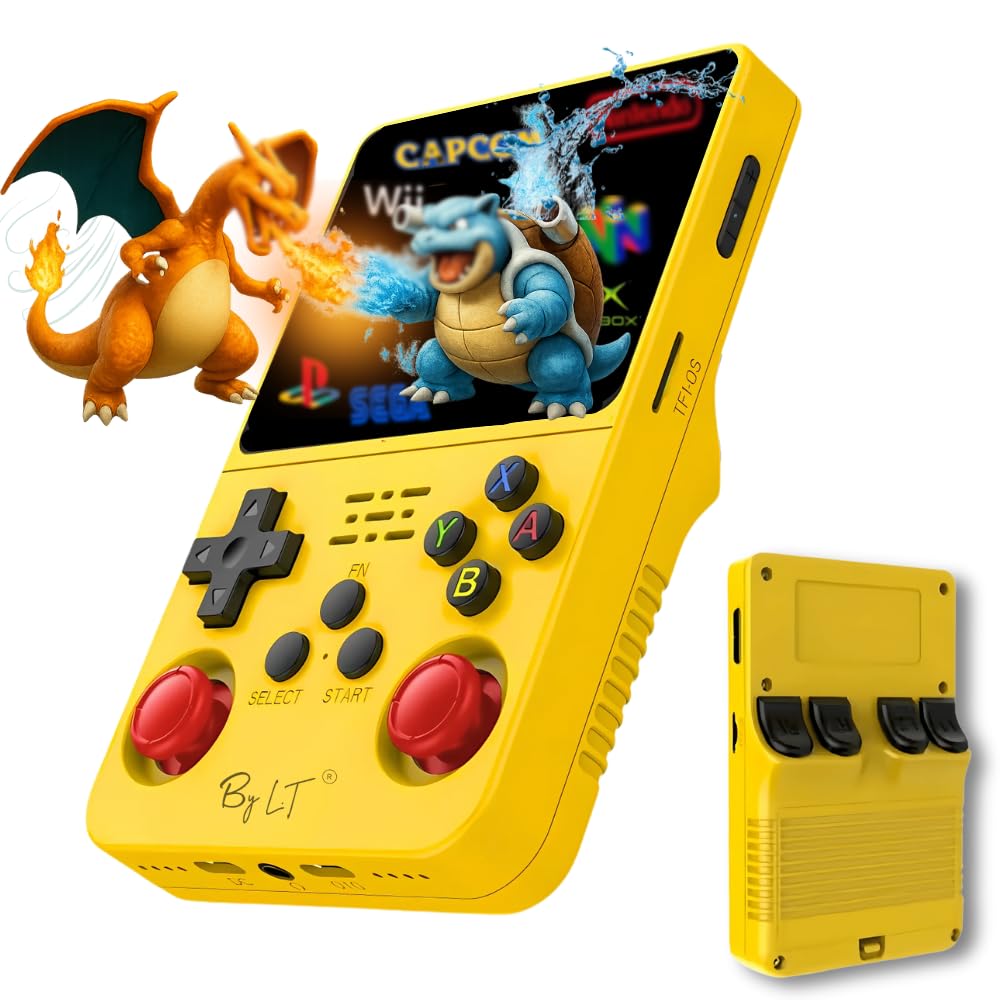 By L.T Console di gioco portatile +15.000 giochi - schermo Full HD ad alta risoluzione, memoria espandibile da 128 GB, licenza Linux 2.0, wifi, multiplayer + 4 trigger posteriori R1/L1 R2/L2, presa +