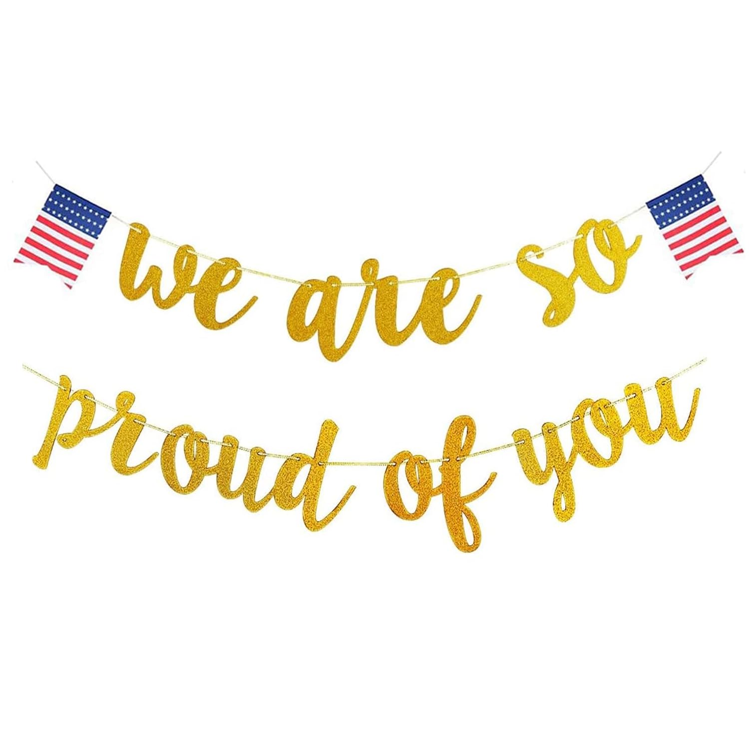 We are So Pround of You American Flag Patriotic Soldier Banners,Veterans Day Memorial Day Independence Day Greeting Police Military Army Heroes Theme Party Decor