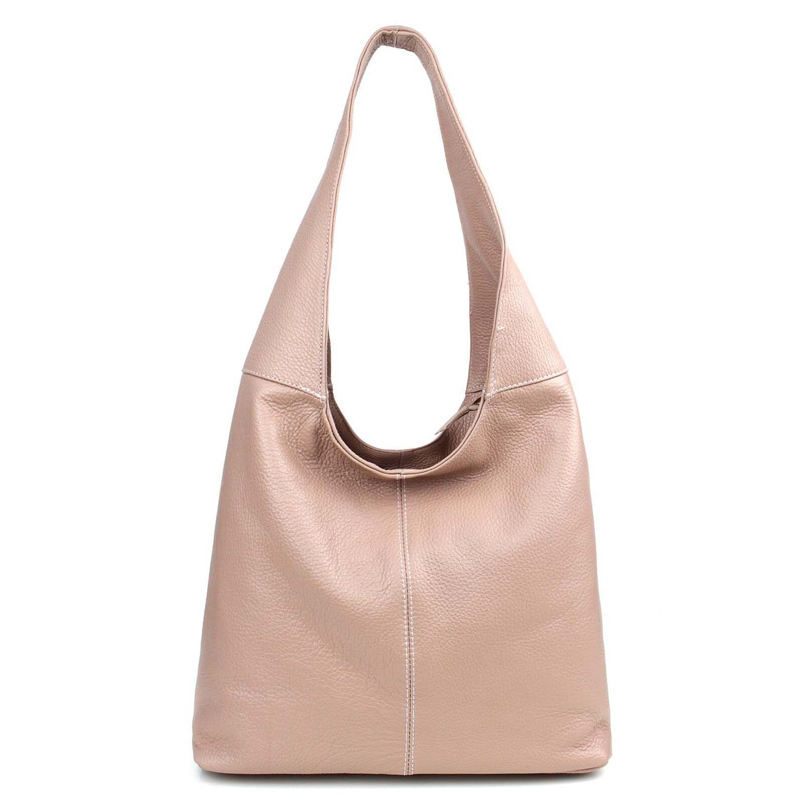 ITALYSHOP24 Schultertasche Shopper Leder – 40x28x14 cm, Nappaleder Antikrosa