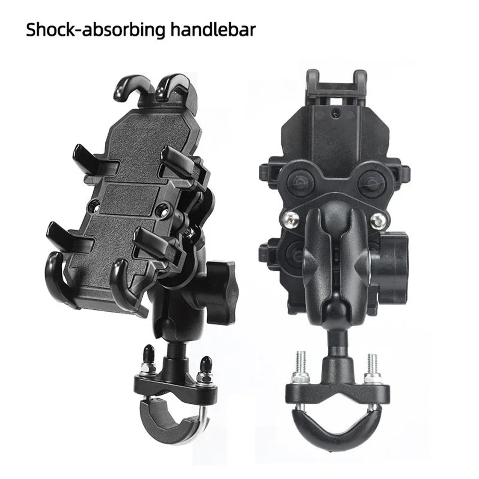Support Guidonavec Avec Support Téléphone Tige Fourche Moto Avec Guidon D'amortisseur Support Navigation GPS Téléphone 4.7 À 7.1 Pouces Support Antichoc Support Telephone Velo(Shock-absorbing H)