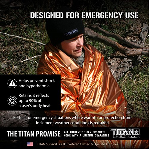 Titan Two-Sided Emergency Mylar Survival Blankets, 5-Pack (Safety-Orange)