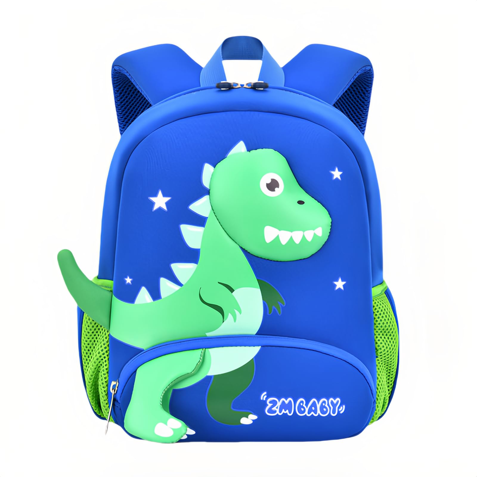 Bansusu Dinosaur Anti-lost Backpack for Boys Kindergarten Preschool Bookbag with Chest Strap, Toddler Boys Backpack Daycare Bag, B-Blue+Green