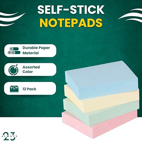 Miniatura 2 de Always23 Sticky Notes - Bloc de notas autoadhesivas de 1.5 x 2 pulgadas, colores pastel surtidos, paquete de 12