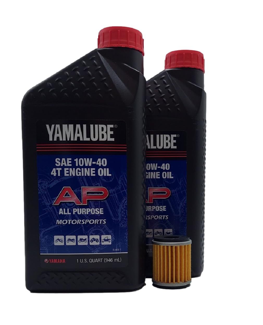 Yamaha YFZ 450R (2009-2023) Oil Filter Change Kit Yamaha Part# 5D3-13440-09-00 and 2 Quarts All Purpose LUB-10W40-AP-12