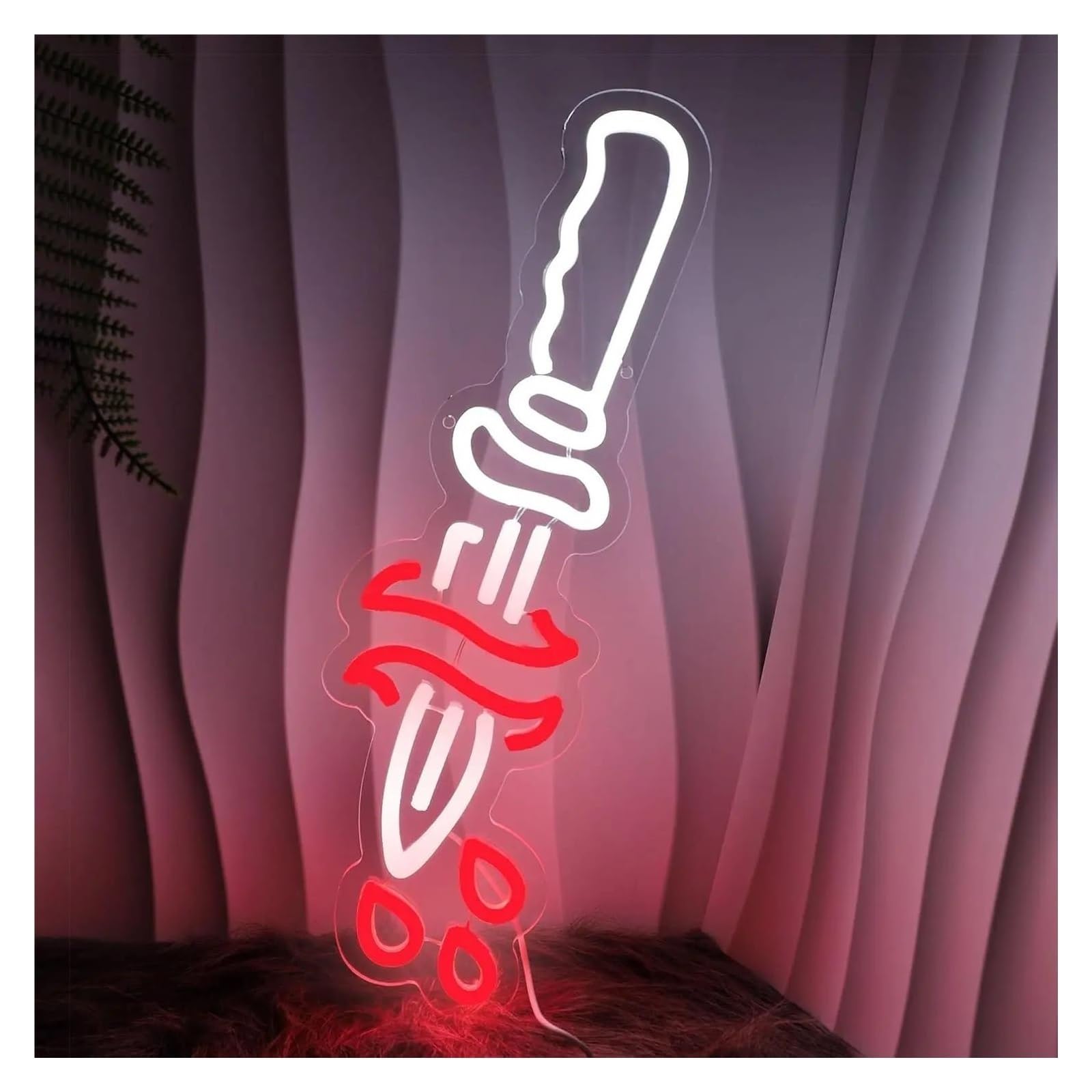 Insegna al neon Pugnale per insegna al per neon per alimentazione per dimmerabile pugnale gocciolante sangue 28,4 cm × 42,7