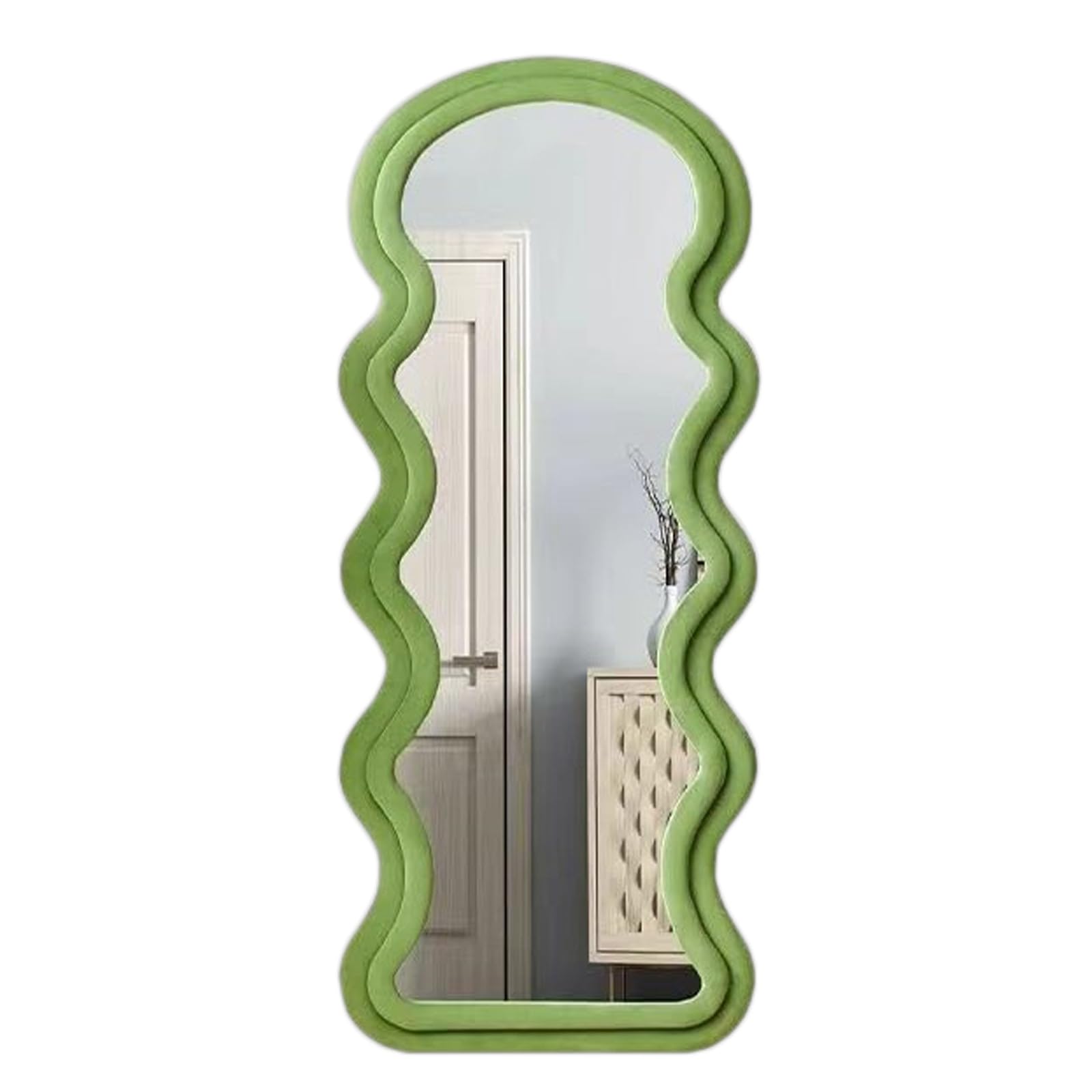 FGXHHS Mirror Full Length Wall with Ornate Frame No Distortion for Bathroom Bedroom Entryway Living Room(Green,160x60 cm)
