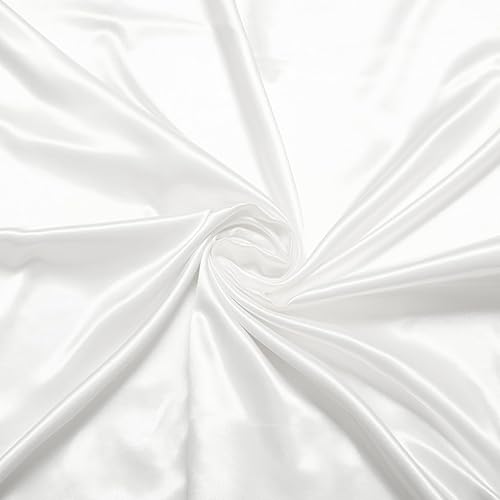 Miniatura 20 de Fynite Tela de satén Charmeuse 5 yardas 44 pulgadas de ancho Tela de tela suave y brillante, satén sedoso para vestido de novia de novia