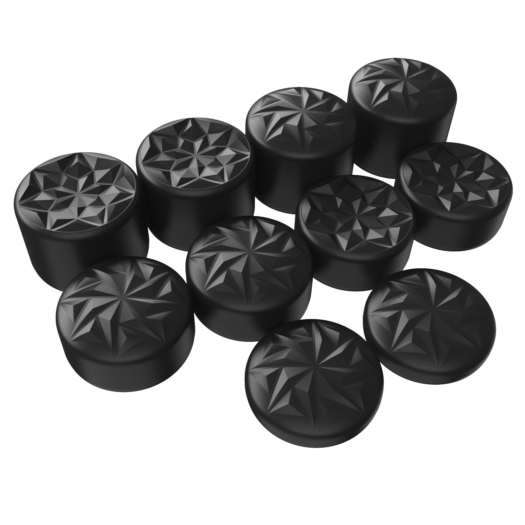 PlayVital 10 Pcs Ergonomic Thumbstick Grips for ps5, for ps4, Crystal Universal Pro Thumb Grip Caps for Xbox Series X/S, Xbox One/Elite Series 2, Switch Pro - with 3 Height Convex and Concave - Black - 2