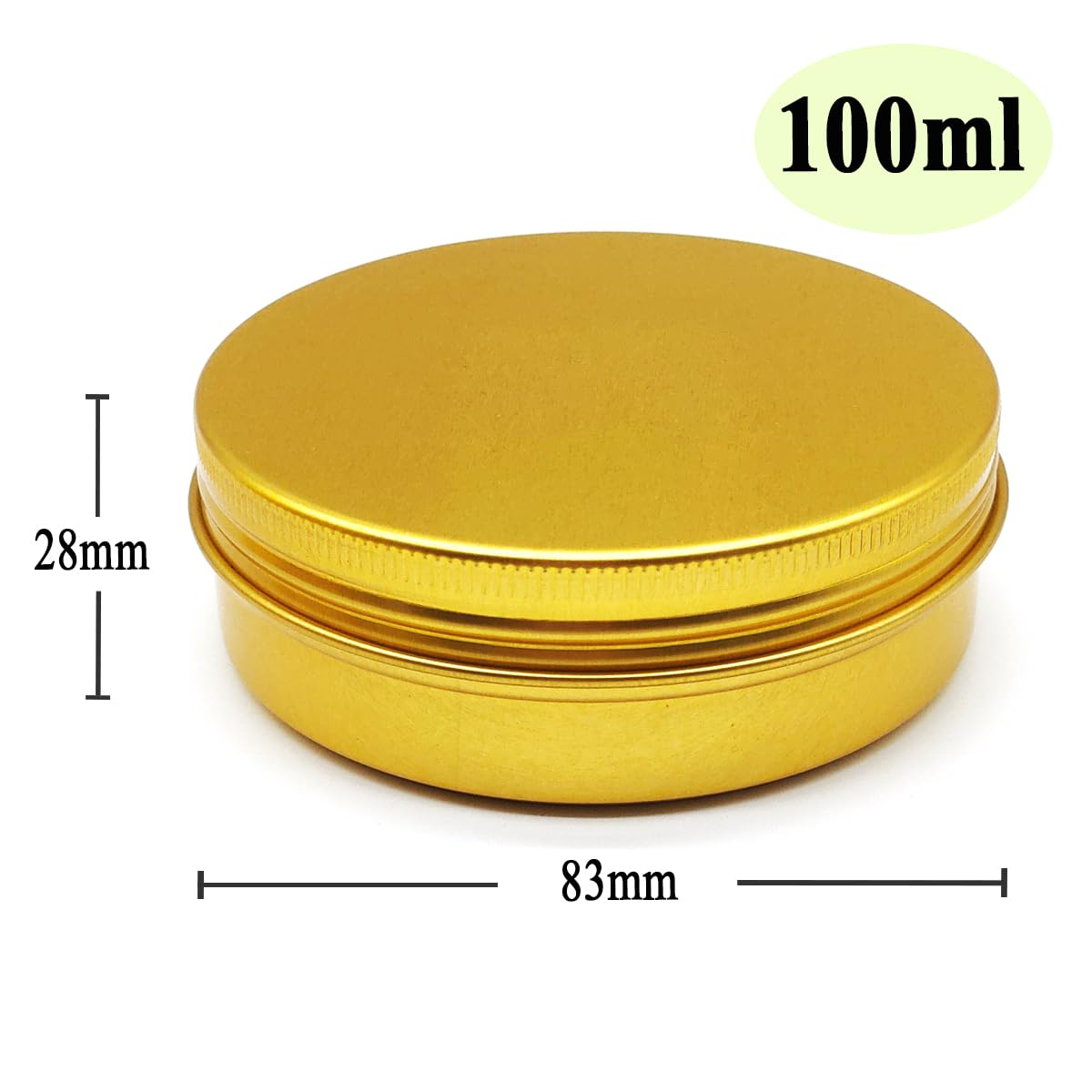 Lot de 6 bocaux en aluminium de 100 ml, contenants vides pour échantillons de voyage de 100 g avec couvercle à vis, boîtes en métal doré de 100 g pour DIY, baumes à lèvres, crème de visage