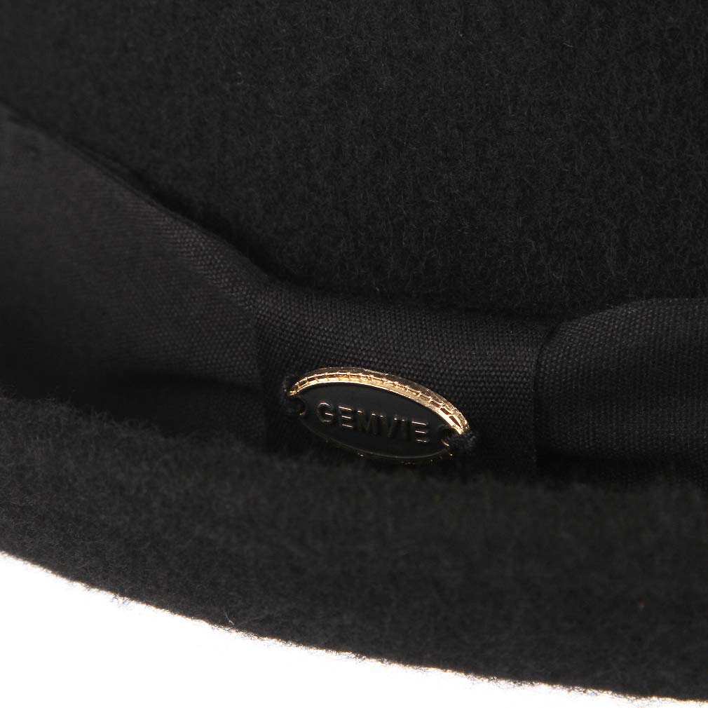 GEMVIE Pork Pie Chapeau pour Homme et Femme 100% Feutre de Laine Chapeau Fedora Trilby Noir Adulte Unisexe Chapeaux Porkpie