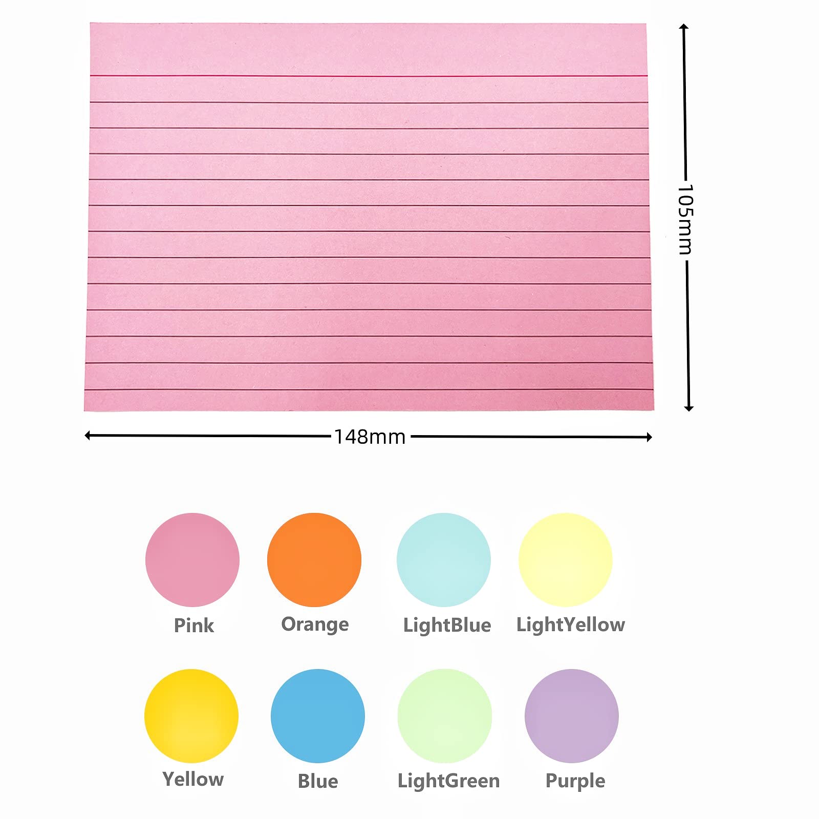 A6 Flash Cards Paper 400Pcs Revision Cards Paper Assorted Colours 14.8 * 10.5cm Index Crads Record Cards Ruled Flashcards for Office Working School Learning - Image 2