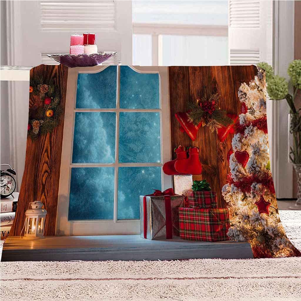 Couverture flanelle microfibre haut de gamme avec impression 3D Noël chic 150x200cm