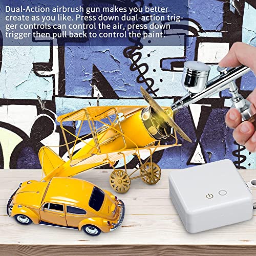 Image of Portable, Light Weight, High Performance Air Brush & Compressor Kit,Dual Action Gun for Art, Craft, Makeup, Cake Decoration, Temporary Tattoo